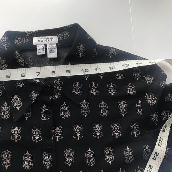 Esprit Sheer Button Down Top Black Size XS - Picture 11 of 11